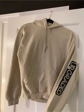 Gildan Cream Pullover Hoodie with 'UPGRADED' Sleeve Graphic
